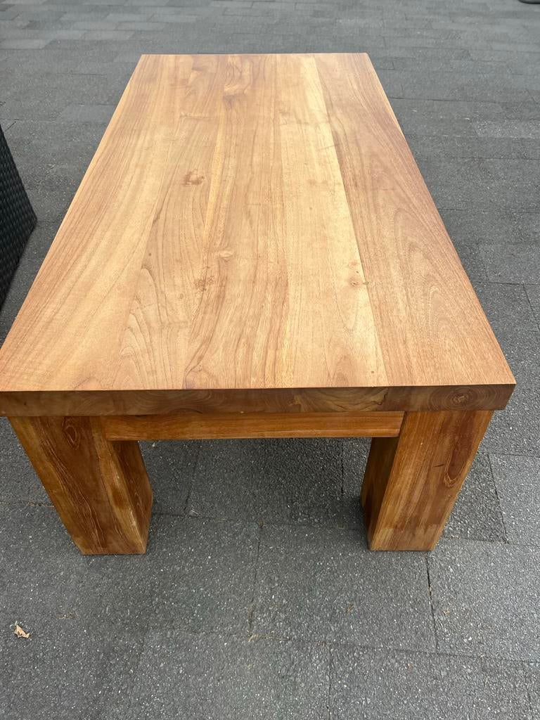 Teak houten salontafel - 130x65 cm, Gebruikt, 100 tot 150 cm, Teakhout, Minder dan 50 cm