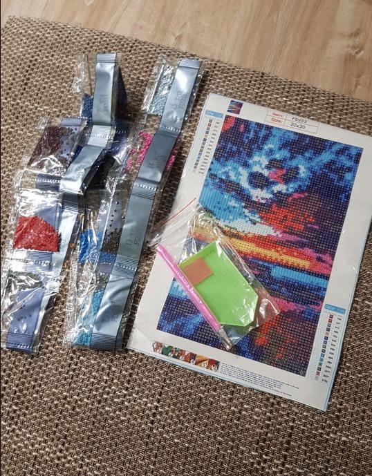 Diamond Painting Set Wolken  / Steentjes 20x30cm Vrije Tijd, Verzenden, Nieuw, Knutselwerk