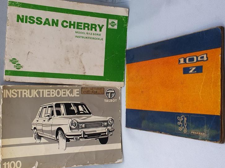 3 x instructieboek: Nissan Cherrry, Talbot 1100, Peugeot 104, Auto diversen, Handleidingen en Instructieboekjes, Ophalen of Verzenden