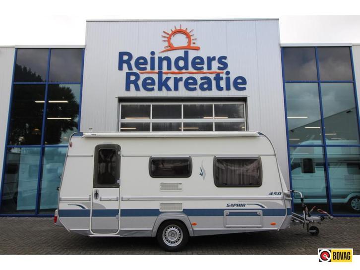 Fendt Saphir 450 QB 2x fietsenrek, Etuiluifel, Caravans en Kamperen, Caravans, Bedrijf, tot en met 4, 1000 - 1250 kg, Treinzit