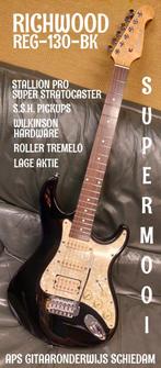 NIEUWE RICHWOOD REG-130-BK STALLION PRO SUPER STRATOCASTER, Muziek en Instrumenten, Snaarinstrumenten | Gitaren | Elektrisch, Nieuw