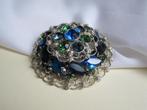 Broche groen, paars en blauwe  rijnstenen 5.4 cm, Sieraden, Tassen en Uiterlijk, Broches, Verzenden, Zo goed als nieuw, Overige materialen