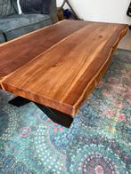 Acaciahout boomstamtafelset, Ophalen, Zo goed als nieuw, Minder dan 4 stoelen