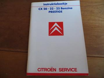 Instructieboek Citroen CX 20, CX 22, CX 25, CX Prestige 1987 beschikbaar voor biedingen