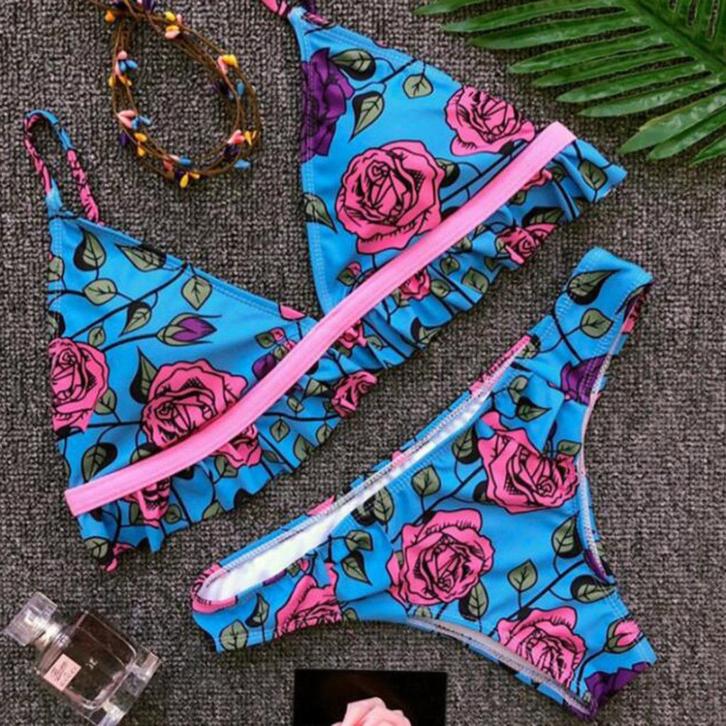 Blauw roze bloemen push-up bikini sexy push up dames vrouwen, Kleding | Dames, Badmode en Zwemkleding, Nieuw, Bikini, Verzenden