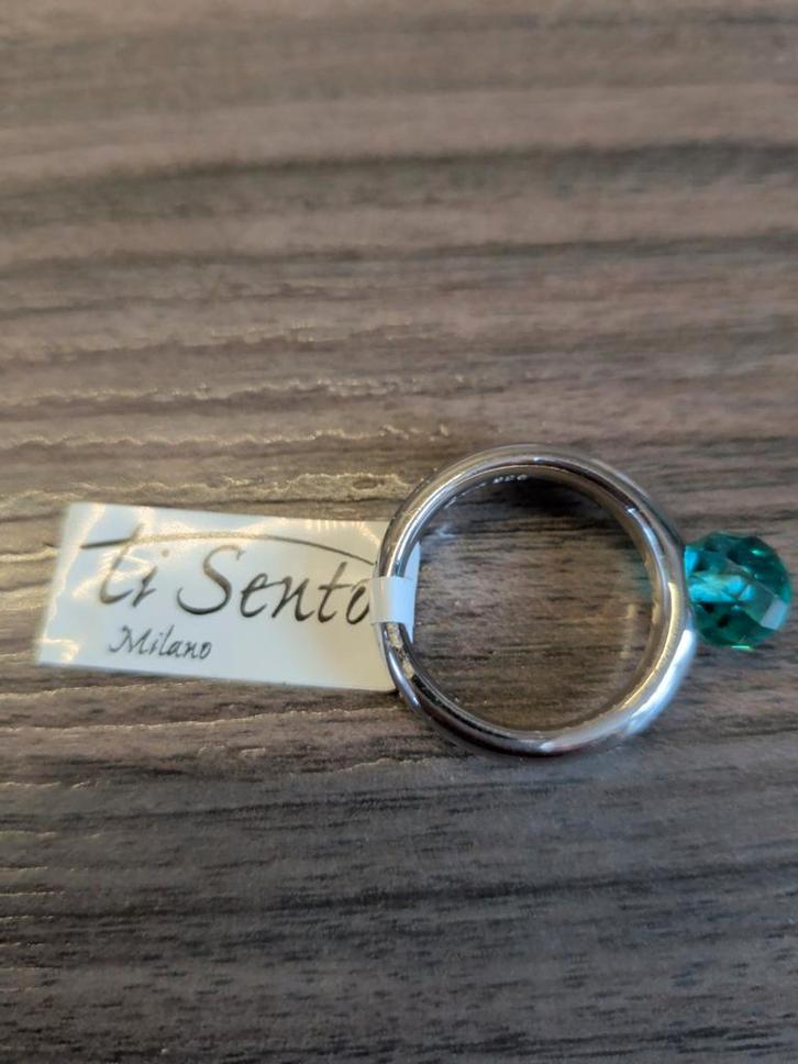 Ti Sento Milano Ring - Zilver met Blauwe Steen, Sieraden, Tassen en Uiterlijk, Ringen, Nieuw, Dame, 18 tot 19, Blauw, Zilver, Met edelsteen
