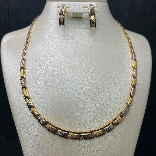 14k gouden ketting net oorbellen dames, Sieraden, Tassen en Uiterlijk, Kettingen, Nieuw, Goud, Ophalen of Verzenden