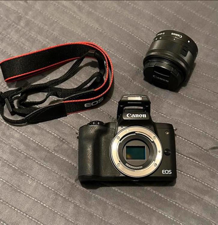 Canon EOS M50 Zwart + 15-45mm, Audio, Tv en Foto, Fotocamera's Digitaal, Zo goed als nieuw, Canon, 8 keer of meer, Ophalen of Verzenden
