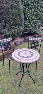 Bistro set brocant metaal, Ophalen, Gebruikt, Overige materialen, 2 zitplaatsen