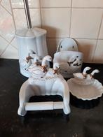 Goud beschilderde keramiek set voor WC of badkamer - Nieuw, Ophalen of Verzenden, Nieuw