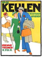 Spoorwegaffiches Willy Sluiter, Verzamelen, Posters, Ophalen, Rechthoekig Staand, Met lijst, Zo goed als nieuw