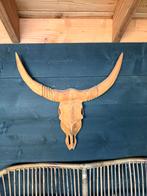 Stoere houten koeien schedel, Huis en Inrichting, Woonaccessoires | Wanddecoraties, Ophalen of Verzenden, Zo goed als nieuw