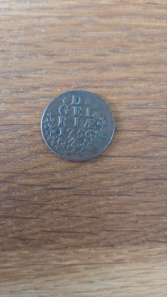 Zeer fraaie duit gelderland 1756, Ophalen of Verzenden, Overige landen