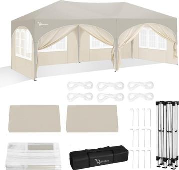 Easy up partytent beige 6x3 inc zijwanden beschikbaar voor biedingen