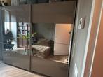 Kledingkast Decor Wonen met schuifdeuren en spiegel in Taupe, Ophalen, 200 cm of meer, 25 tot 50 cm, Met deur(en)