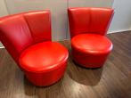 Te koop: 2 leren stoeltjes, fauteuils., Huis en Inrichting, Fauteuils, Ophalen, Gebruikt, Modern, 50 tot 75 cm