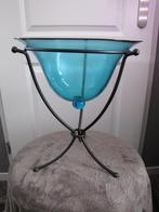 Standaard met blauwe schaal, Schaal, Rond, Ophalen of Verzenden, Glas