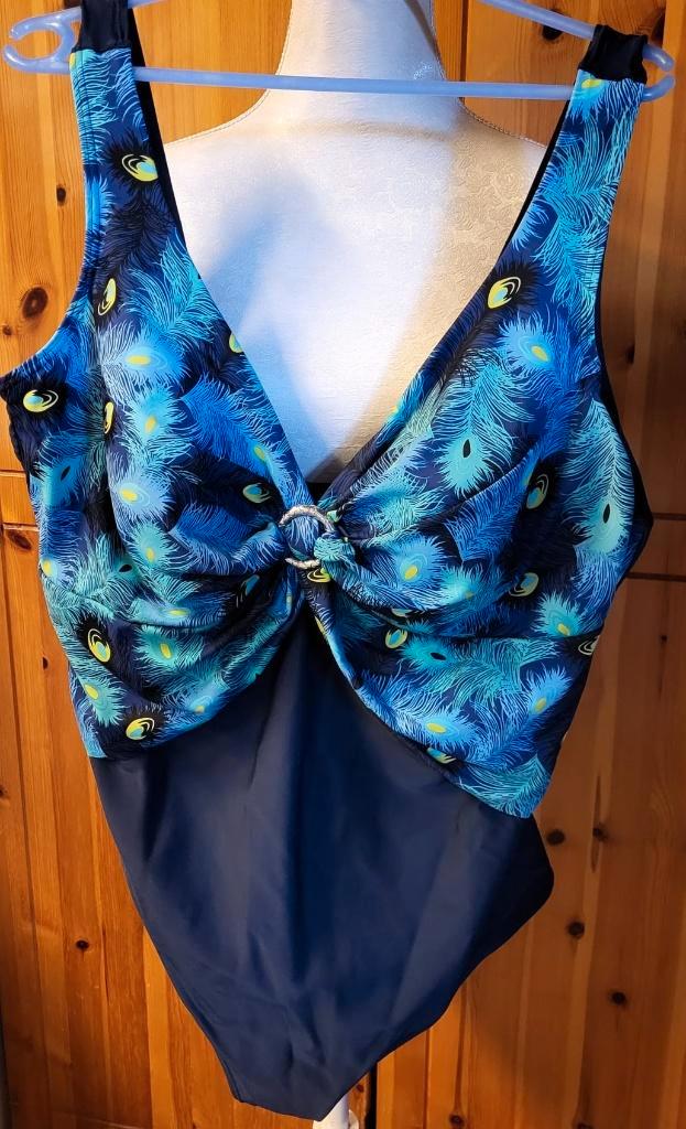 Badpak Ulla Popken, Kleding | Dames, Grote Maten, Zo goed als nieuw, Lingerie of Zwemkleding, Blauw, Ophalen of Verzenden