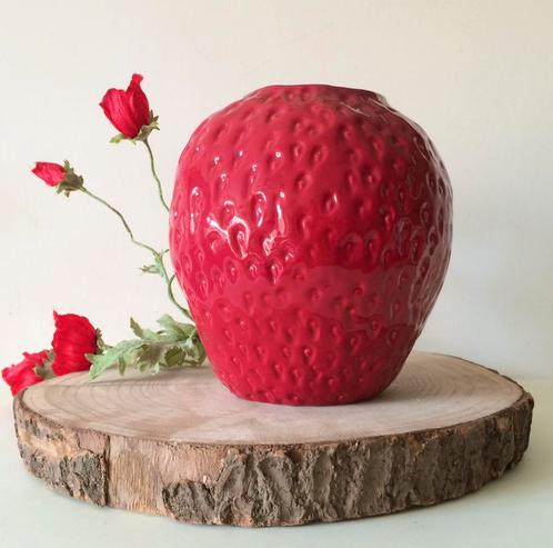 Rode Aardbeien Vaas Strawberry Fruitvaas Vaas Bloemenvaas, Huis en Inrichting, Woonaccessoires | Vazen, Zo goed als nieuw, Rood