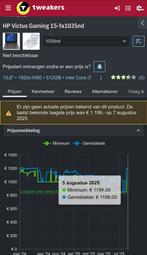 HP Victus 15‑1035nd 15,6" | Gaming Laptop  | MET DOOS, Computers en Software, Windows Laptops, Ophalen, Hp, Met videokaart, Intel® Core™ i7 