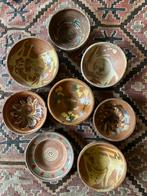 Antiek hand gedecoreerde  terracotta schalen, Ophalen of Verzenden