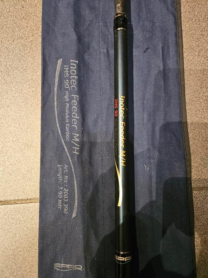 Spro Inotec feeder M/H -- IMS 90 Feeder 390cm + Extra Topjes, Watersport en Boten, Hengelsport | Witvissen, Gebruikt, Werphengel