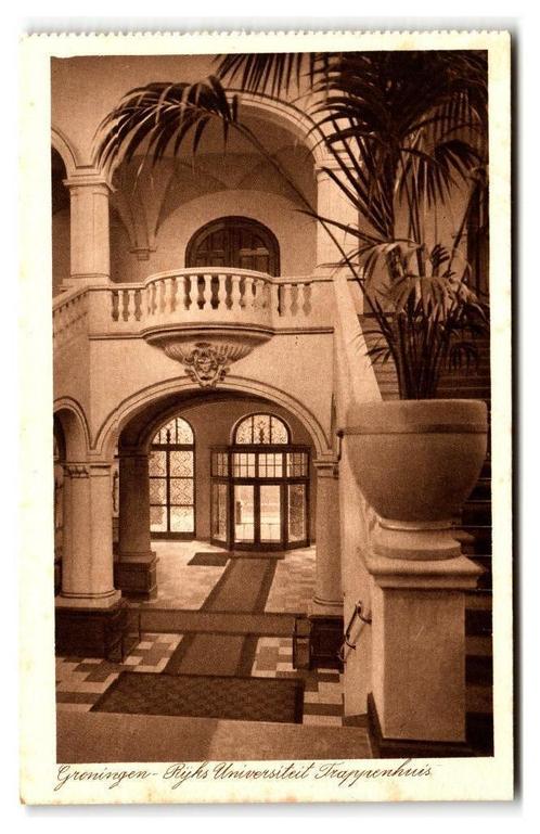 Groningen, Rijks Universiteit Trappenhuis, Verzamelen, Ansichtkaarten | Nederland, Ongelopen, Groningen, 1920 tot 1940, Verzenden