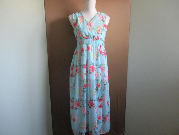 Une bonne journee vintage jurk maat L., Kleding | Dames, Jurken, Zo goed als nieuw, Maat 42/44 (L), Blauw, Onder de knie, Verzenden