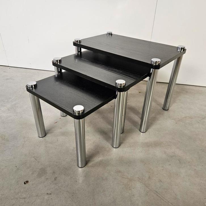 Vintage Franse miniset, bijzettafeltjes, nest tables, Verzamelen, Retro, Huis en Inrichting, Ophalen of Verzenden