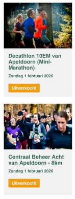 Gezocht: Ticket Midwinter marathon Apeldoorn 1x10em 1x8km, Eén persoon