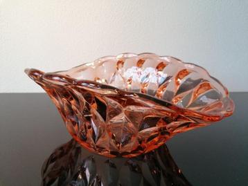 Schaal Ovaal Kristal Mandarijn Abrikoos Kleur Persglas 1950 beschikbaar voor biedingen