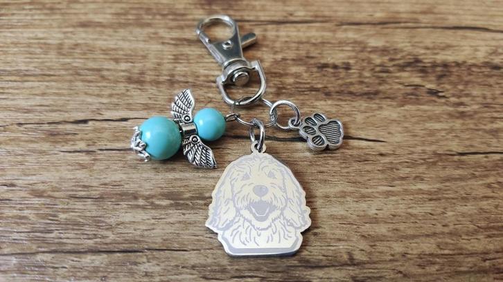 Ketting/Sleutelhanger Goldendoodle RVS met beschermengeltje, Sieraden, Tassen en Uiterlijk, Kettinghangers, Nieuw, Verzenden