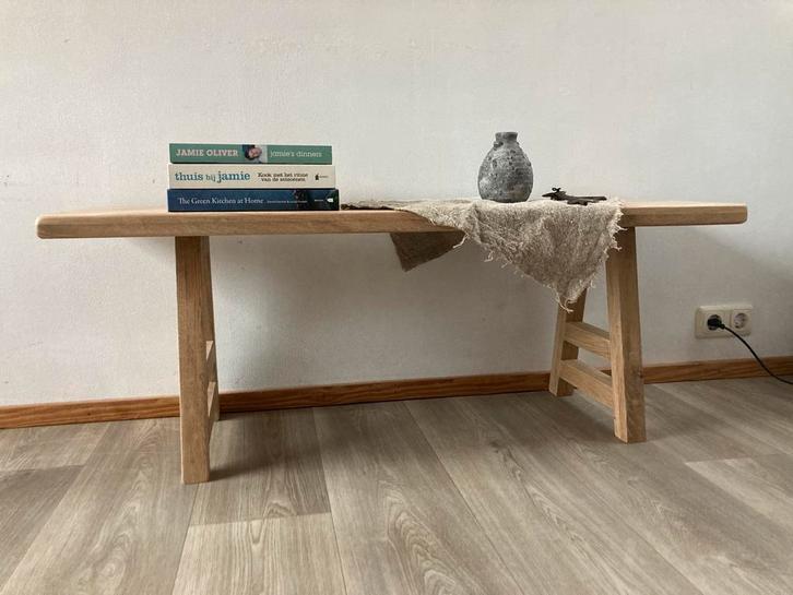 Nieuw!! Eikenhouten bank - nieuw gemaakt, Huis en Inrichting, Tafels | Sidetables, Nieuw, 25 tot 50 cm, 100 tot 150 cm, Rechthoekig