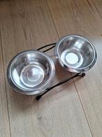 Dubbele Voerbak voor Huisdieren, Gebruikt, Zwart, Ophalen of Verzenden, Metaal