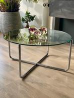 Gispen glazen ronde salontafel. (GT 417), Huis en Inrichting, Ophalen, Gispen - Holland,  tijdloos., Rond, 50 tot 100 cm