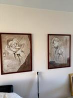 Schilderij 2 x, Antiek en Kunst, Kunst | Schilderijen | Klassiek, Ophalen of Verzenden