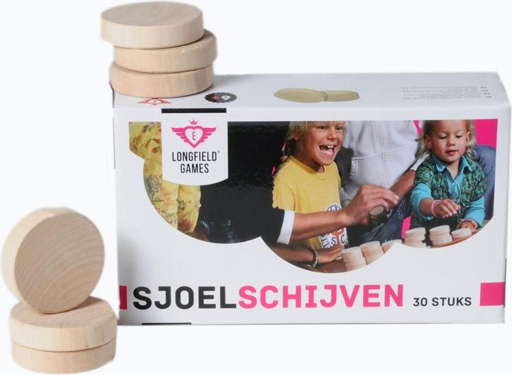 Set sjoelschijven groot, hol gedraaid - berkenhout 52mm, Hobby en Vrije tijd, Gezelschapsspellen | Bordspellen, Nieuw, Ophalen of Verzenden
