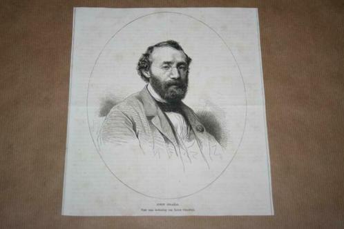 Antieke gravure - Portret Jozef Israëls - 1875 !!, Antiek en Kunst, Kunst | Etsen en Gravures, Ophalen of Verzenden