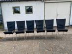 6x Gerard vd Berg Orea eetkamerstoelen zwart leer, Huis en Inrichting, Stoelen, Zwart, Leer, Ophalen of Verzenden, Zo goed als nieuw