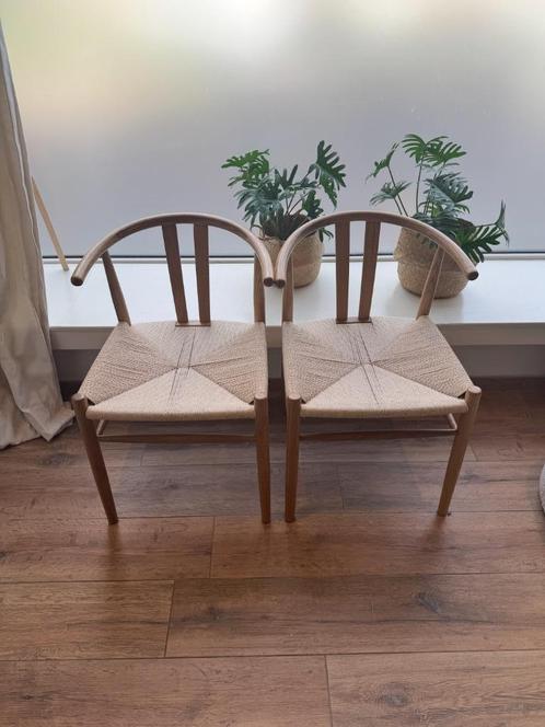 JYSK GUDERUP Eetkamerstoel hout set van 2, Huis en Inrichting, Stoelen, Zo goed als nieuw, Twee, Hout, Kunststof, Stof, Overige kleuren
