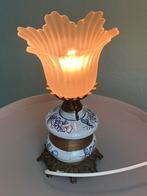 Vintage kelk lamp, Delfts blauw, brons, Antiek en Kunst, Antiek | Lampen, Ophalen of Verzenden