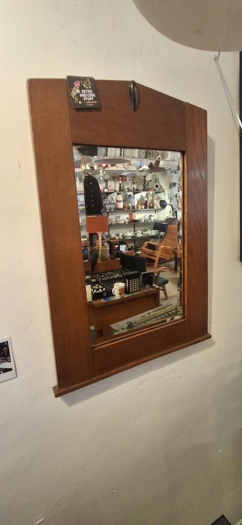 Vintage Spiegel met Houten Frame, Ophalen of Verzenden, Rechthoekig, 50 tot 100 cm, 100 tot 150 cm