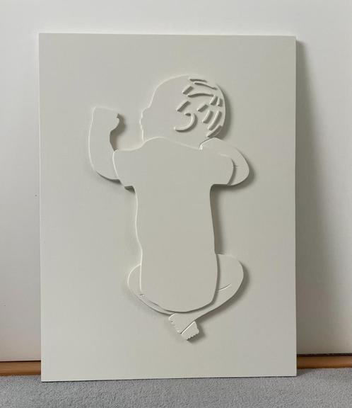 Wanddecoratie / geboortebord van hout met reliëf - "baby", Huis en Inrichting, Woonaccessoires | Schilderijen, Tekeningen en Foto's