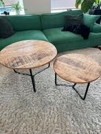 Mangohout salontafel - 2 delig, 100 tot 150 cm, Rond, Zo goed als nieuw, Minder dan 50 cm