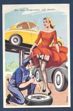 Illustrator 3 kaarten kantoor dokter en garage met pin up, Verzenden, 1960 tot 1980, Gelopen, Ambachten of Beroep