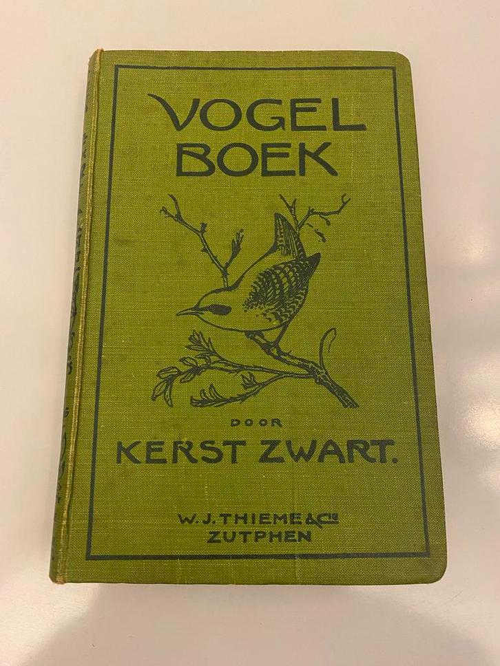 Oude Prent Vogels Kerst Zwart., Antiek en Kunst, Antiek | Schoolplaten, Natuur en Biologie, Ophalen of Verzenden