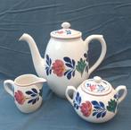 Boerenbont koffiekan.                      melk-suiker-setje, Antiek en Kunst, Antiek | Servies compleet, Ophalen of Verzenden