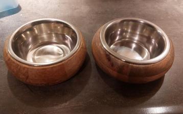 2 x Designed by Lotte, Houten roestvrijstalen voerbak 650ml beschikbaar voor biedingen