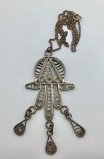 Vintage ketting Hamsa hand Filigrein zilver groot hanger, Sieraden, Tassen en Uiterlijk, Antieke sieraden, Hanger, Zilver, Verzenden