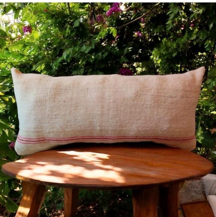 XL vintage kussen, marokkaans kelim kussen 40x95cm, Huis en Inrichting, Woonaccessoires | Kussens, Zo goed als nieuw, Rechthoekig